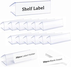 30Pcs Plastic Shelf Label Holder, Clear Shelf Label Holder Wood Sign and... - $14.77