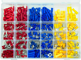 480pcs Crimp Spade Ring Connector Insulated Wiring Terminal Ends Set - £21.55 GBP