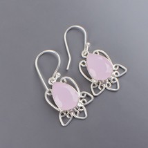 Rose Chalcedony Gemstone 925 Silver Earring Handmade Jewelry Earring 1.70&quot; - £10.52 GBP