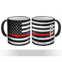 POOLE Family Name : Gift Mug American Flag Firefighter Thin Line Personalized - £12.70 GBP+