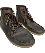 REEF Bantu Side Zip Lace Up Brown Leather Field Ankle Boots Moc Toe Mens... - $799.16 MXN
