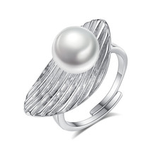 Creative 9MM Fresh Water Pearl Open Ring S925 Silver FR0008 - £11.46 GBP