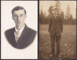 Niel / Neil &amp; Linn Faulhaber (2) Pre-1920 RPPC Young Men Real Photo Post... - $34.50