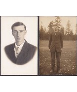 Niel / Neil &amp; Linn Faulhaber (2) Pre-1920 RPPC Young Men Real Photo Post... - $34.50