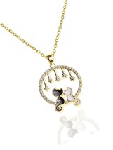 Couple Cat Star Ring Pendant Love Gold Necklace for - £35.27 GBP