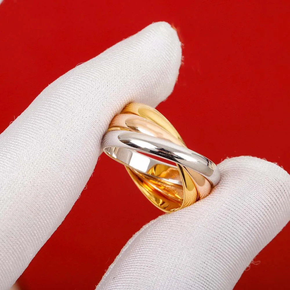 High Fashion Luxury Brand Pure 925 Sterling Silver Rings Romantic 3 Color Plated - £61.23 GBP