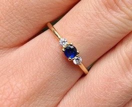 Blue Sapphire Ring September Birthstone Gift Wedding &amp; Engagement Ring Gold Ring - £801.03 GBP