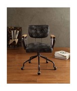 Hallie Office Chair, Vintage Black Top Grain Leather - $12,366.24 MXN