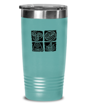 Inspirational Tumbler Avatar Elements Square, Water Earth Fire Air Teal-T-20oz  - £23.28 GBP