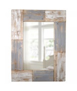 Shabby Chic Vanity Wall Mirror Grey Rustic Farmhouse Distressed Wood Pla... - £75.26 GBP