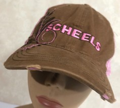 Scheels Womens Pink Trim Mesh Strapback Distressed Baseball Cap Hat - $11.82