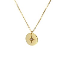 INS 925 sterling silver round medal shaped octagonal star zircon pendant... - £23.50 GBP