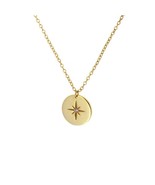 INS 925 sterling silver round medal shaped octagonal star zircon pendant gold pl - $29.99
