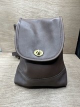 COACH Vintage Dark brown Leather Drawstring Turnlock Daypack Backpack - £89.52 GBP