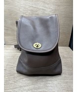 COACH Vintage Dark brown Leather Drawstring Turnlock Daypack Backpack - £91.00 GBP