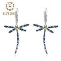 Natural Peridot Dragonfly Earrings 925 Sterling Sliver Vintage Gothic Punk Drop  - £52.19 GBP