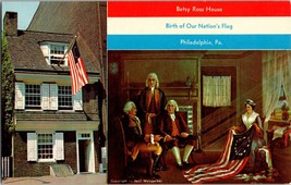 Betsy Ross House Birth Nations Flag Philadelphia PA Pennsylvania Dual Postcard - £4.31 GBP