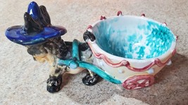 Vintage Majolica Style Donkey Hat Cart Planter Italy Signed 6.75&quot; long 4... - £39.42 GBP