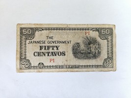 1940s Japanese 50 Centavos Banknote Filipino Occupation WW2 Circulated Money - £3.15 GBP