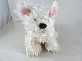 Ganz Webkins White Shaggy Terrier Puppy Dog with pink polka dot bow - £4.97 GBP