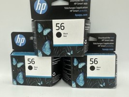 Lot of 3: HP 56 Black Ink Cartridge OEM Authentic New &amp; Sealed Exp: 10/24 - $29.98