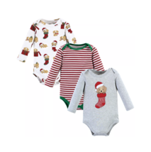 NEW Baby Bodysuits 3 Pk Christmas Holiday Dog print sz 6-9 or 9-12 mo long slv - £11.15 GBP