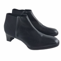 Issey Miyake Japanese Women Black Leather Square Toe Heeled Ankle Boots ... - $163.58