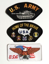 US Army Tank American Flag Eagle Military Embroidered Patch Lot (Qty 3) NEW - $14.99