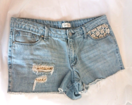 Jessica Simpson Womens Size 29 Jean Short Shorts Distressed Lace Cutoffs - £16.66 GBP