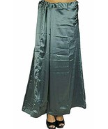Satin Silk Petticoat Gray Underskirt Sari Inner Wear Beach Wrap Skirt L-38&quot; - $10.85