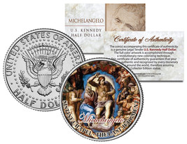 Michelangelo * Last Judgement * Sistine Chapel Colorized Jfk Half Dollar Us Coin - £6.84 GBP