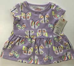 Cat &amp; Jack Baby Girls Rainbow Butterflies Short Sleeve Dress NWT Size: (0-3M) - £9.53 GBP