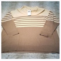 Jeanne Pierre Tan and Cream Cowl Neck Sweater Size 2XL 2X XXL 3 - £26.87 GBP