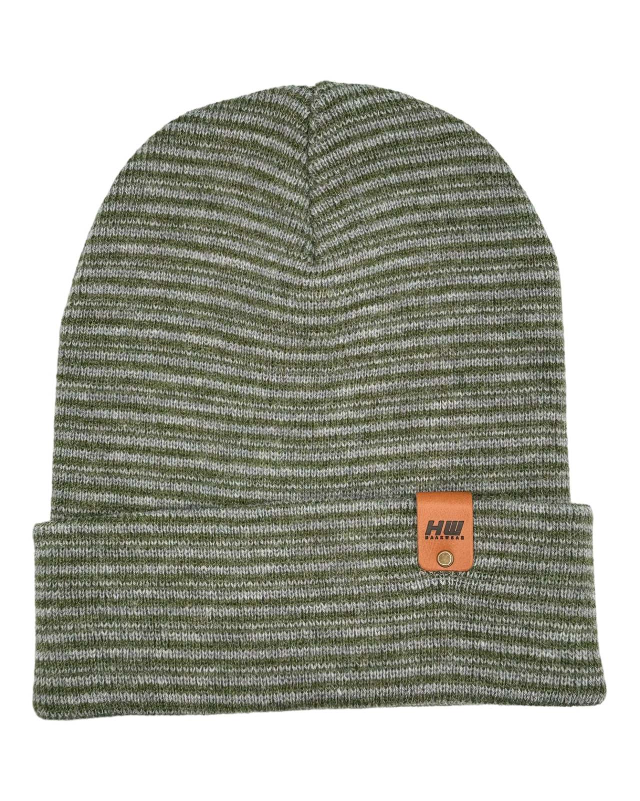 HAAKWEAR Traditional Contrast Cuffed Beanie / Hat - Gray / Green, Made i... - $29.00