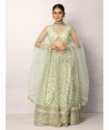 Green heavy Work Lehenga Choli Set Perfect for Mehndi, Weddings, and Bri... - $65.00