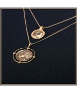 Double Roman Gold Coins Displayed As Necklace Pendant Replica of Ancient Days - $18.95