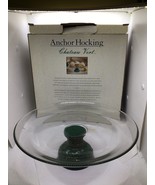Vintage Anchor Hocking Ceramic Pedestal Centerpiece Bowl &quot;Chateau Vert&quot; ... - $24.75