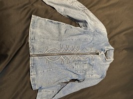 Christine Alexander Women’s Jean Jacket M Bling Zip Western Style - $39.95