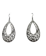 Boho Silver Tone Filigree Teardrop Dangle Earrings Womens Costume Jewelry - €14,32 EUR