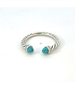 David Yurman Turquoise Diamond Ring Size 8 Sterling Silver Estate DY668 - $386.10