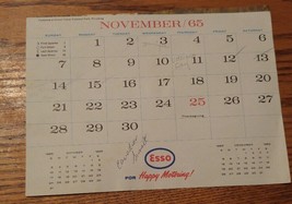 000 Vintage Esso Calendar Page Only November 1965 For Happy Motoring - £3.13 GBP