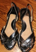 Womens Born Size 9 Black Strap Leather Sandle Heels - $220.81 MXN