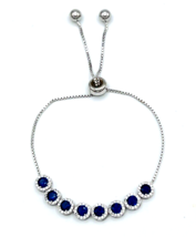 Sterling Silver Royal Blue Crystal Slider Bolo Bracelet - £21.90 GBP