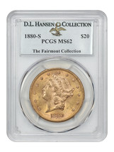 1880-S $20 PCGS MS62 ex: D.L. Hansen - $12,985.88