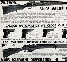 Mars Equipment Corp Mauser Rifles 1964 Advertisement Chicago Illinois DW... - $19.99