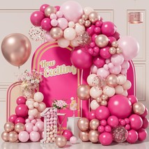 152pcs Pink Balloon Arch Garland Kit with Pastel Pink Pink Pastel Orange Metalli - £18.80 GBP