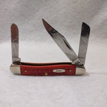 2001 CASE XX USA 6318 SS Red Bone Medium Stockman with Custom Etching On Blades - £79.62 GBP