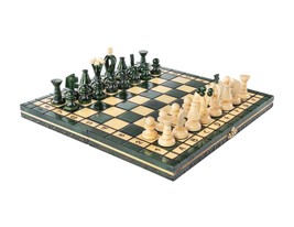 Wood Chess Set Paris APPLE Wooden International Board Vintage Carved Pieces - $63.97