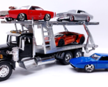 Kenworth NewRay Car Hauler 1/32 Diecast + 4 Cars Challenger Chevelle... - $23.33
