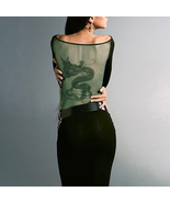 2000 Aesthetic Dragon Pattern Y2K Slim Long Dress Women Elegant Sexy Bac... - £14.68 GBP+